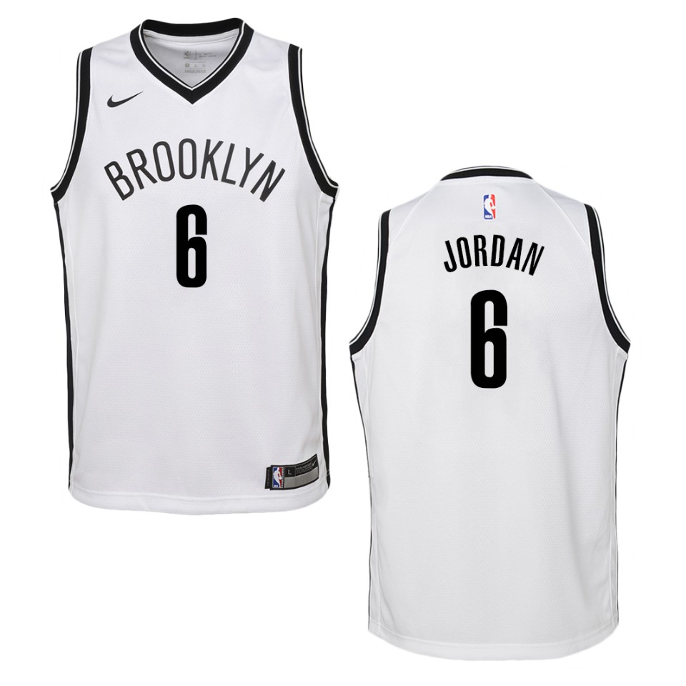 Youth 2019-20 Brooklyn Nets #6 Deandre Jordan Association Swingman Basketball Jersey - White