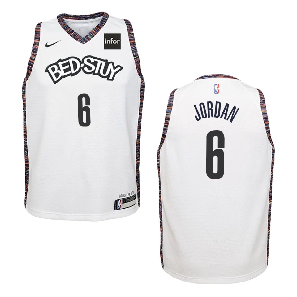 Youth 2019-20 Brooklyn Nets #6 Deandre Jordan City Swingman Basketball Jersey - White
