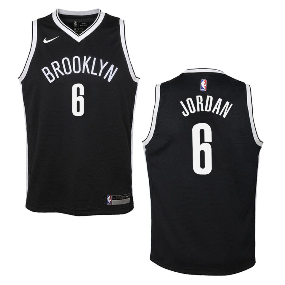 Youth 2019-20 Brooklyn Nets #6 Deandre Jordan Icon Swingman Basketball Jersey - Black