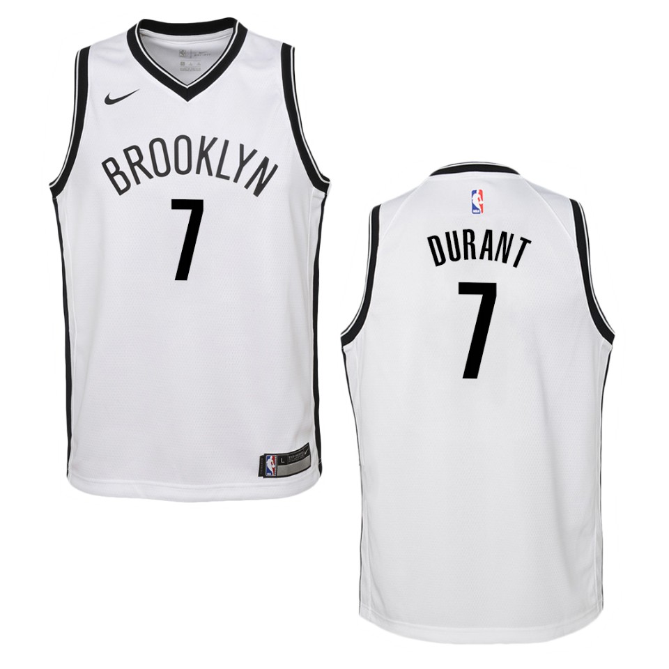Youth 2019-20 Brooklyn Nets #7 Kevin Durant Association Swingman Basketball Jersey - White