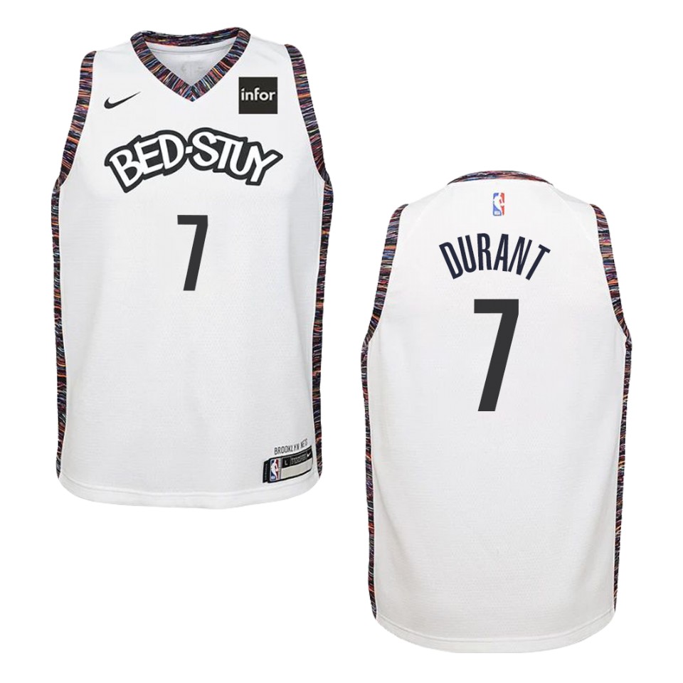 Youth 2019-20 Brooklyn Nets #7 Kevin Durant City Swingman Basketball Jersey - White