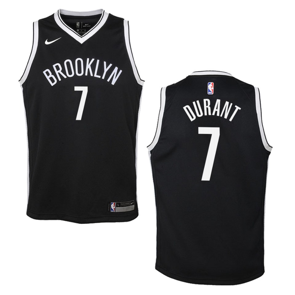 Youth 2019-20 Brooklyn Nets #7 Kevin Durant Icon Swingman Basketball Jersey - Black