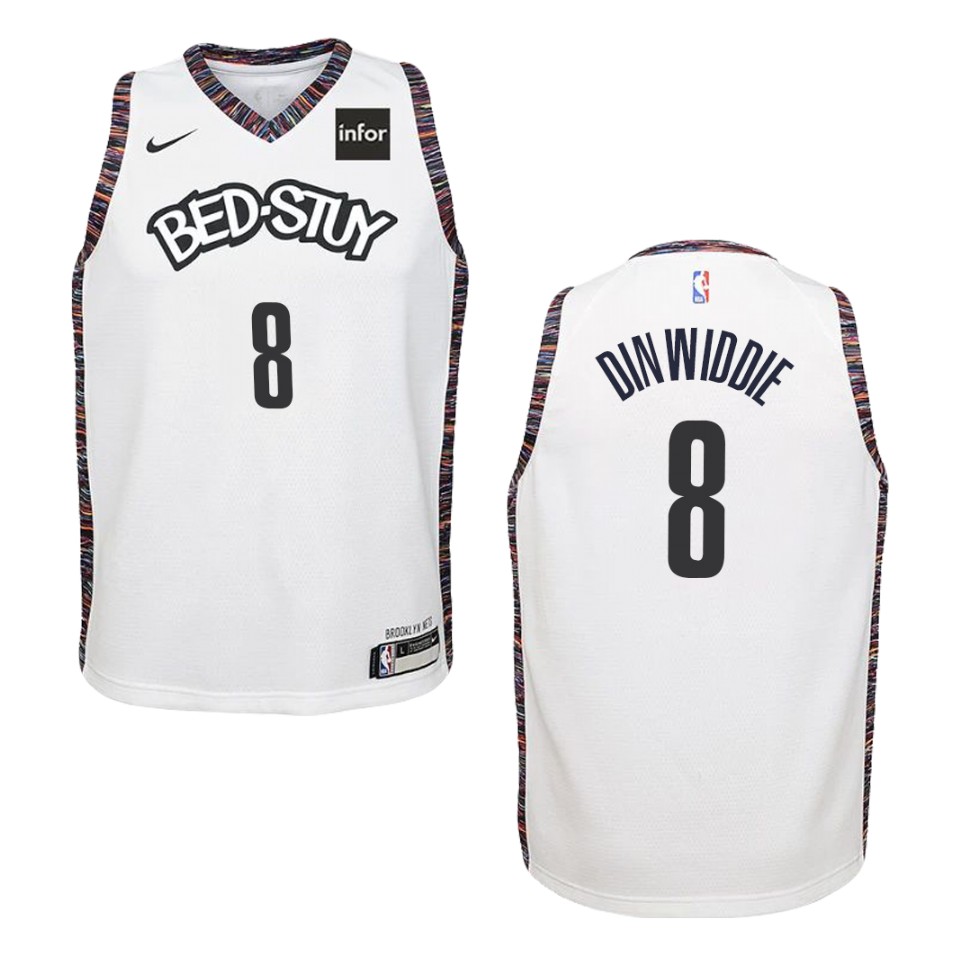 Youth 2019-20 Brooklyn Nets #8 Spencer Dinwiddie City Swingman Basketball Jersey - White