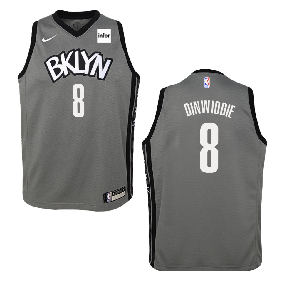 Youth 2019-20 Brooklyn Nets #8 Spencer Dinwiddie Statement Swingman Basketball Jersey - Gray