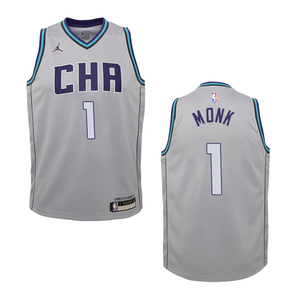 Youth 2019-20 Charlotte Hornets #1 Malik Monk City Edition Swingman Basketball Jersey - Gray