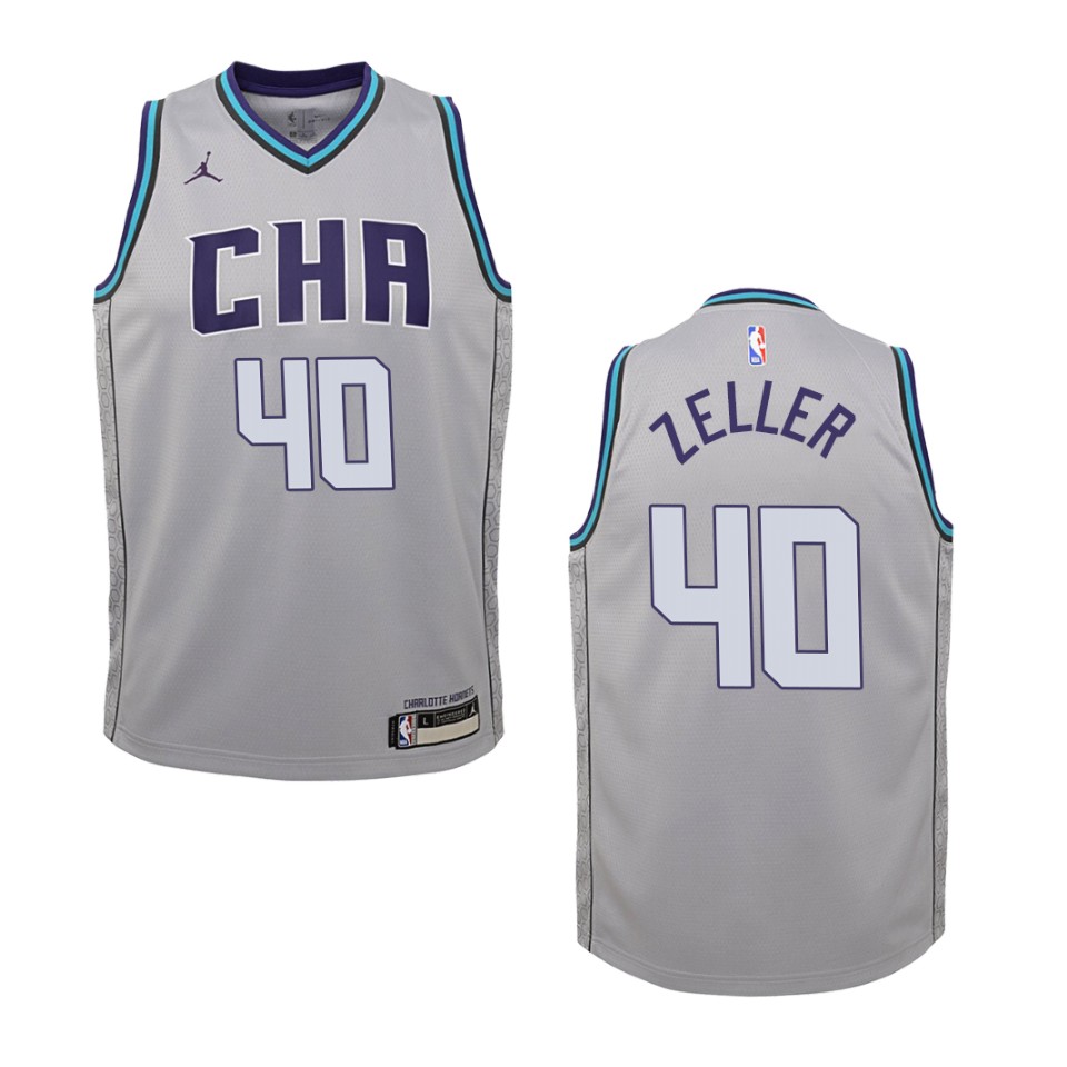 Youth 2019-20 Charlotte Hornets #40 Cody Zeller City Edition Swingman Basketball Jersey - Gray