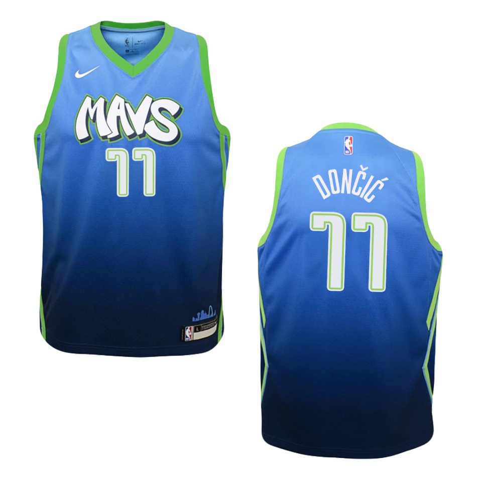 Youth 2019-20 Dallas Mavericks #77 Luka Doncic City Swingman Basketball Jersey - Blue