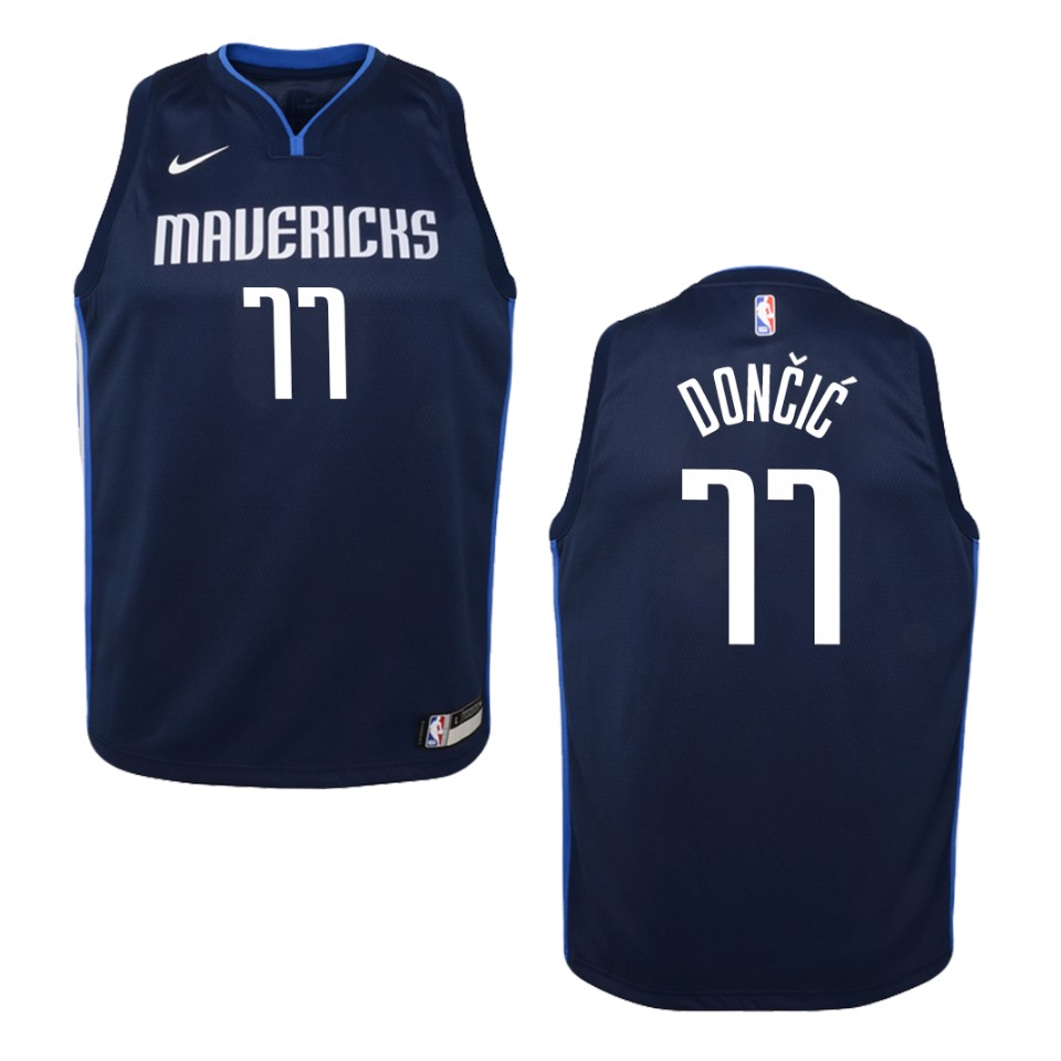Youth 2019-20 Dallas Mavericks #77 Luka Doncic Statement Swingman Basketball Jersey - Navy