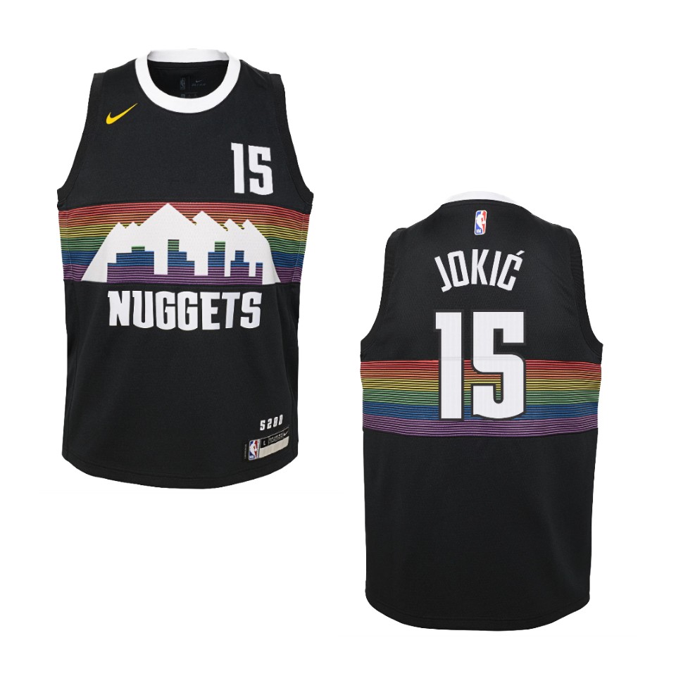 Youth 2019-20 Denver Nuggets #15 Nikola Jokic City Edition Swingman Basketball Jersey - Black