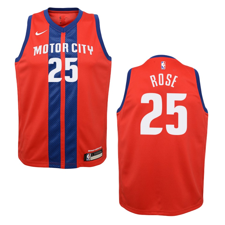 Youth 2019-20 Detroit Pistons #25 Derrick Rose City Swingman Basketball Jersey - Red