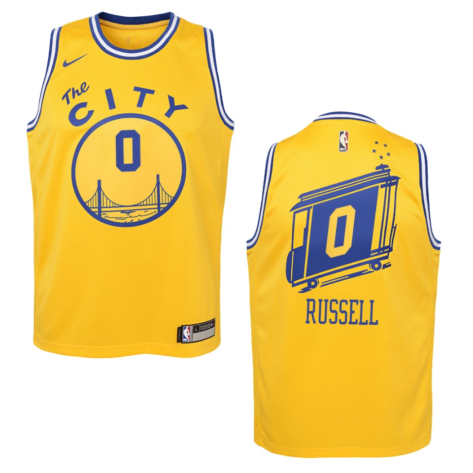 Youth 2019-20 Golden State Warriors #0 D'angelo Russell Hardwood Classics Swingman Basketball Jersey - Yellow