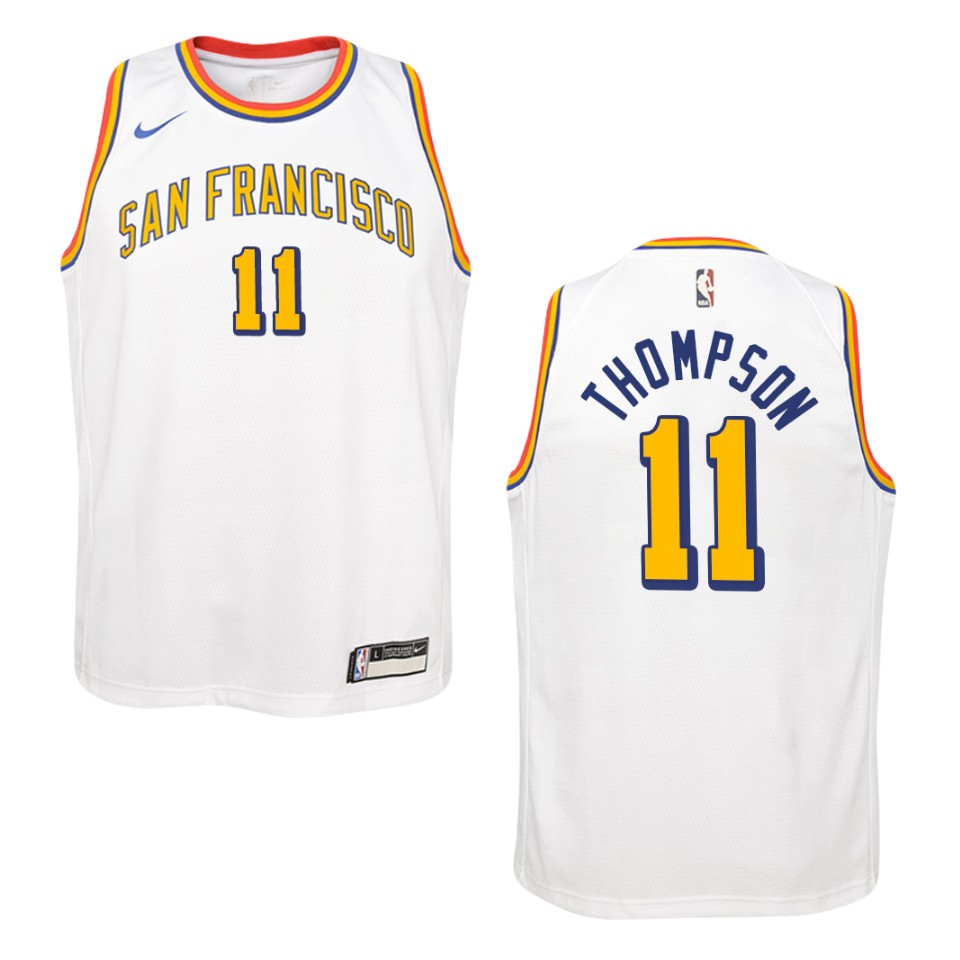 Youth 2019-20 Golden State Warriors #11 Klay Thompson Hardwood Classics Swingman Basketball Jersey - White