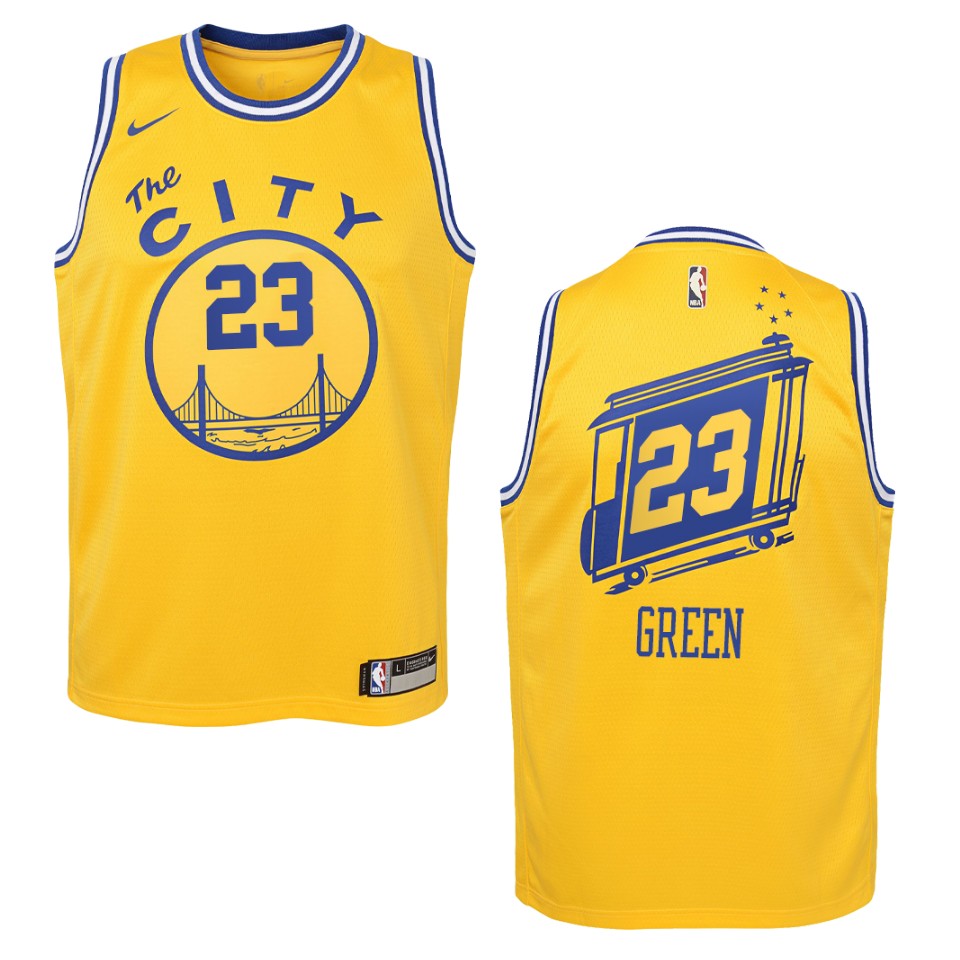 Youth 2019-20 Golden State Warriors #23 Draymond Green Hardwood Classics Swingman Basketball Jersey - Yellow