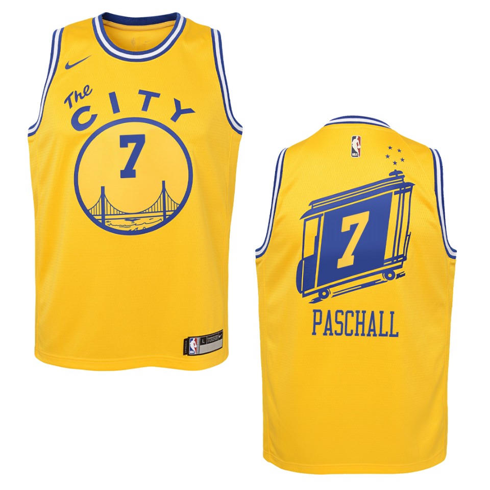 Youth 2019-20 Golden State Warriors #7 Eric Paschall Hardwood Classics Swingman Basketball Jersey - Yellow