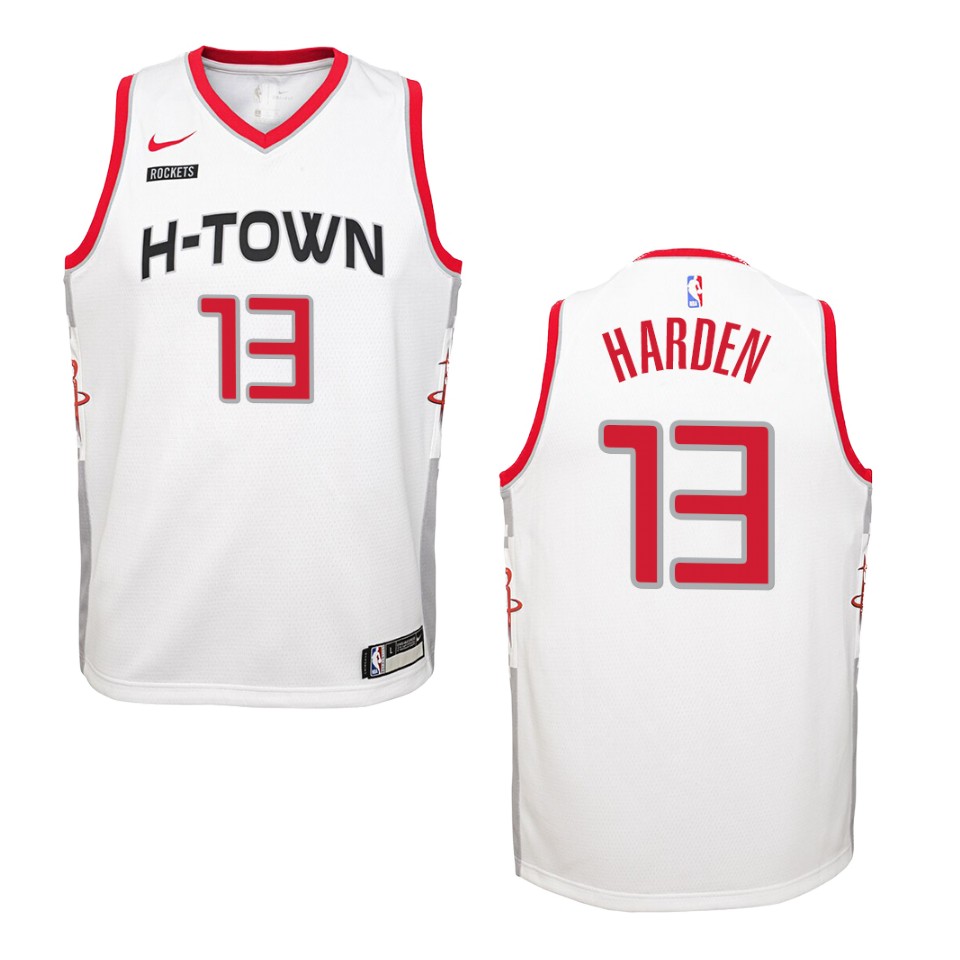 Youth 2019-20 Houston Rockets #13 James Harden City Swingman Basketball Jersey - White