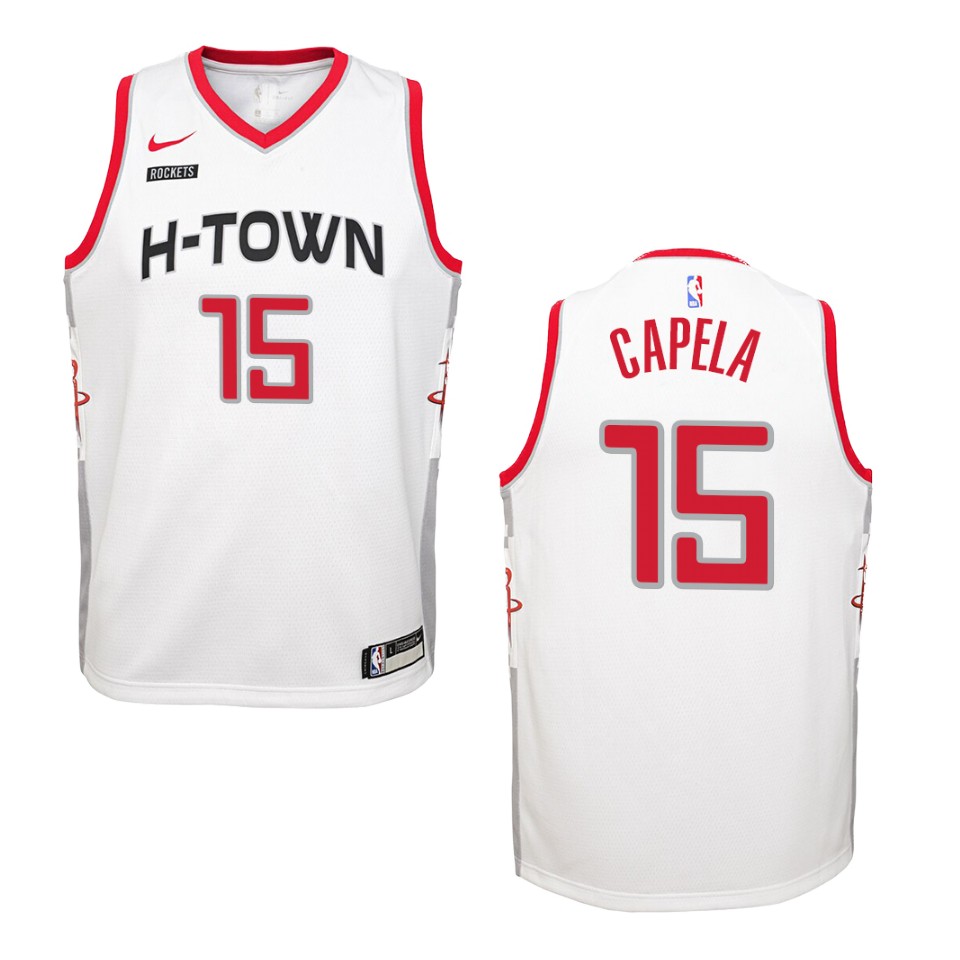 Youth 2019-20 Houston Rockets #15 Clint Capela City Swingman Basketball Jersey - White
