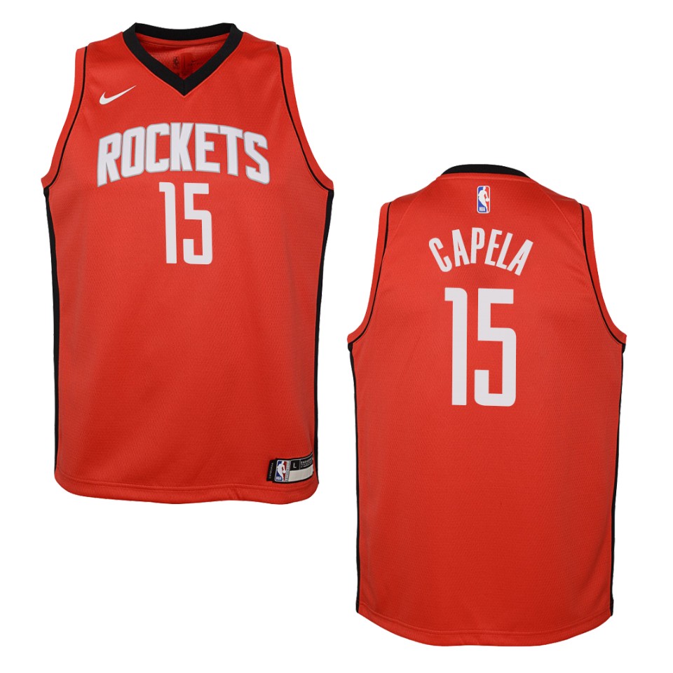 Youth 2019-20 Houston Rockets #15 Clint Capela Icon Swingman Basketball Jersey - Red