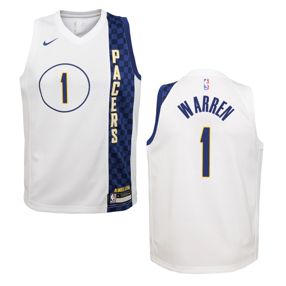 Youth 2019-20 Indiana Pacers #1 T.j. Warren City Swingman Basketball Jersey - White