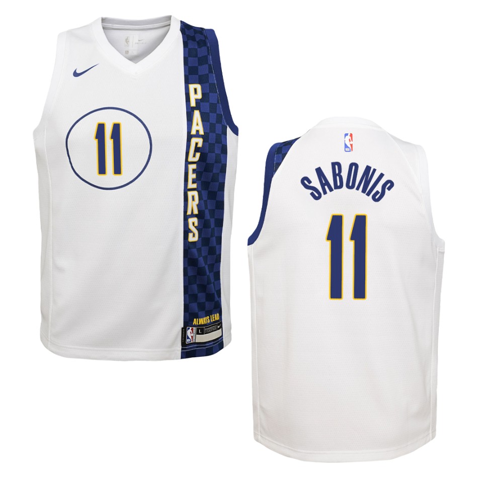 Youth 2019-20 Indiana Pacers #11 Domantas Sabonis City Swingman Basketball Jersey - White