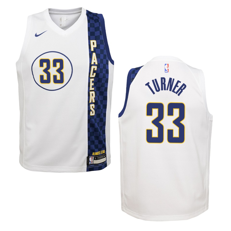 Youth 2019-20 Indiana Pacers #33 Myles Turner City Swingman Basketball Jersey - White