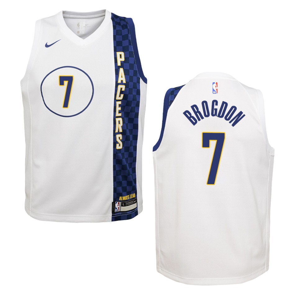 Youth 2019-20 Indiana Pacers #7 Malcolm Brogdon City Swingman Basketball Jersey - White