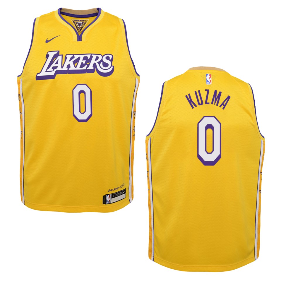 Youth 2019-20 Los Angeles Lakers #0 Kyle Kuzma City Swingman Basketball Jersey - Gold
