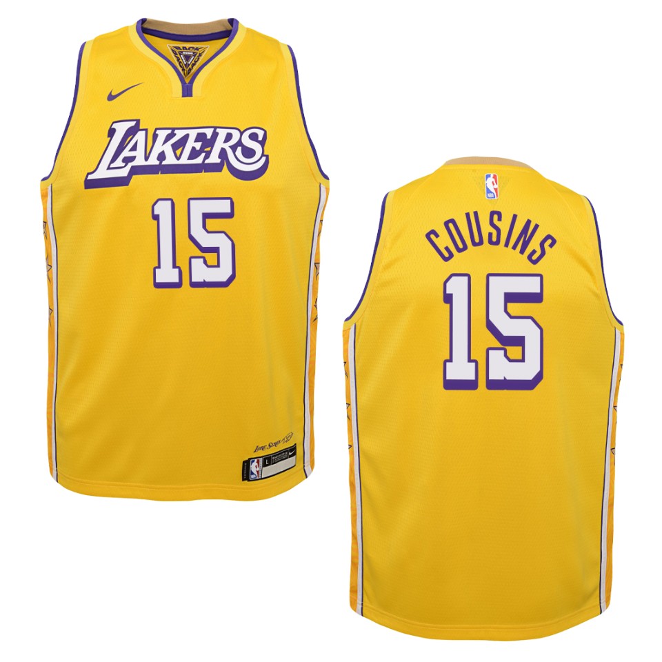 Youth 2019-20 Los Angeles Lakers #15 Demarcus Cousins City Swingman Basketball Jersey - Gold