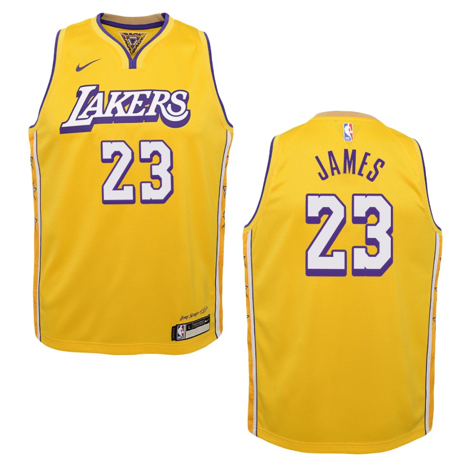 Youth 2019-20 Los Angeles Lakers #23 Lebron James City Swingman Basketball Jersey - Gold