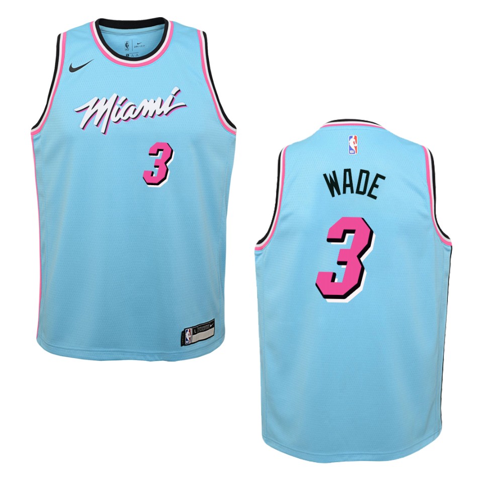 Youth 2019-20 Miami Heat #3 Dwyane Wade City Swingman Basketball Jersey - Blue