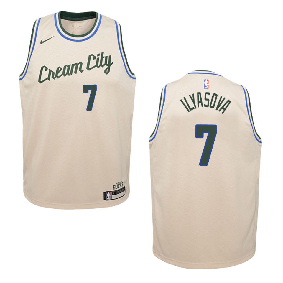 Youth 2019-20 Milwaukee Bucks #7 Ersan Ilyasova City Swingman Basketball Jersey - Cream