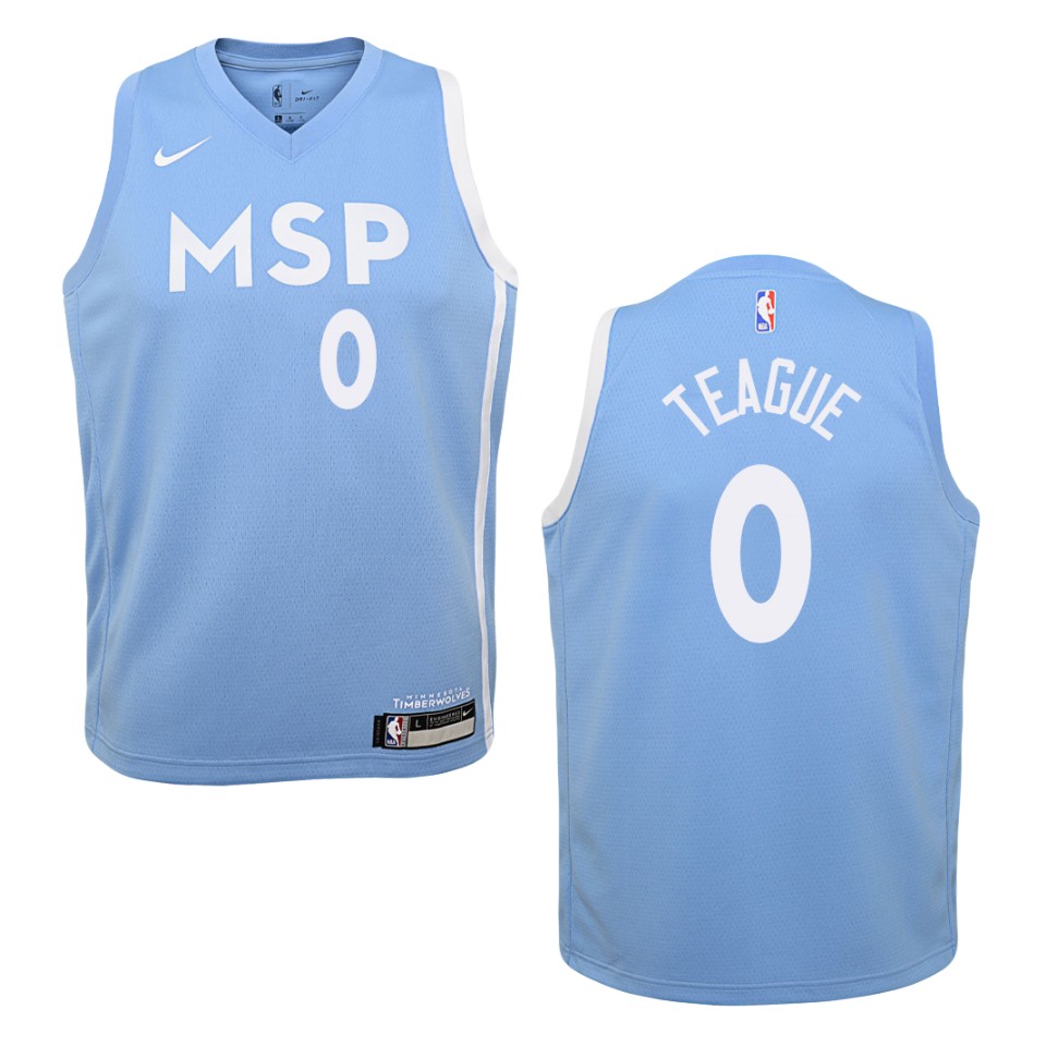 Youth 2019-20 Minnesota Timberwolves #0 Jeff Teague City Swingman Basketball Jersey - Blue