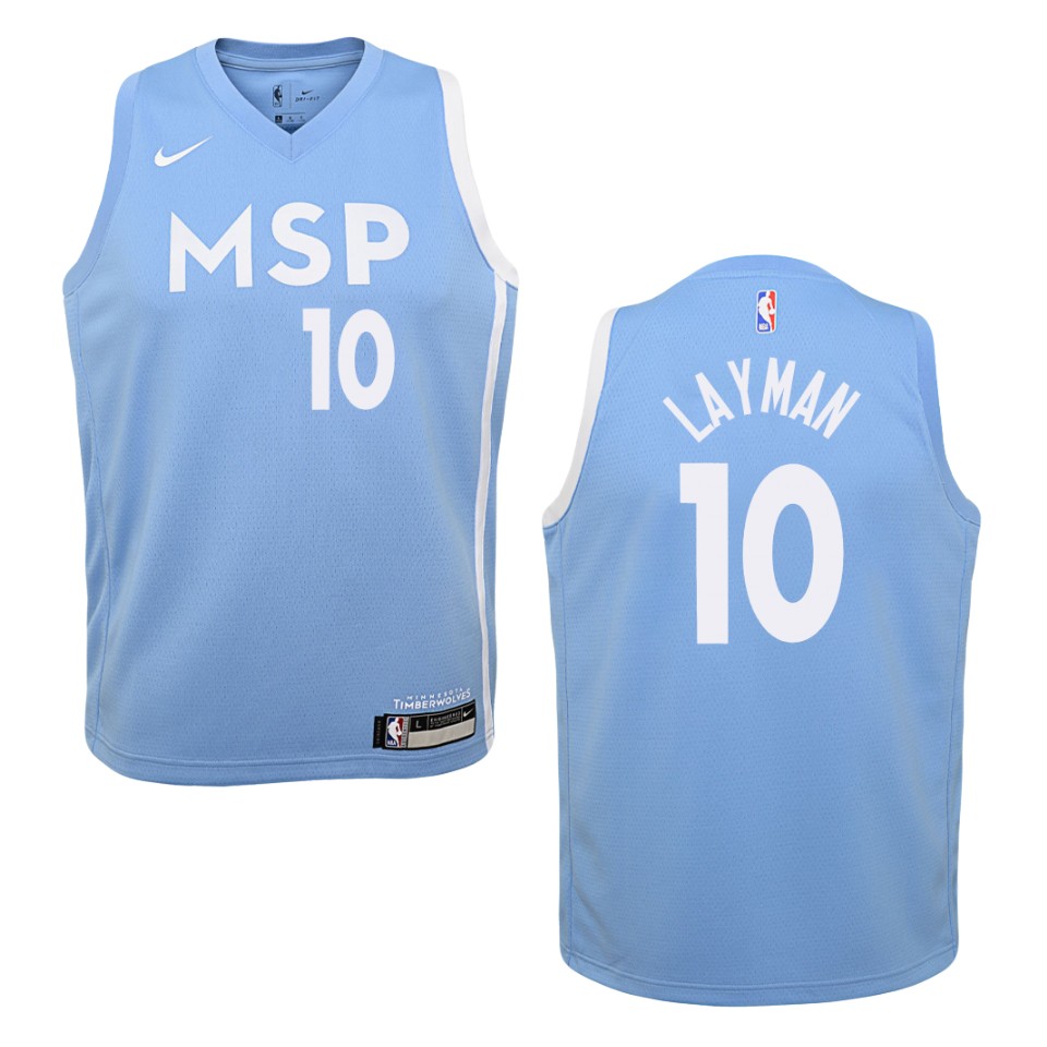 Youth 2019-20 Minnesota Timberwolves #10 Jake Layman City Swingman Basketball Jersey - Blue