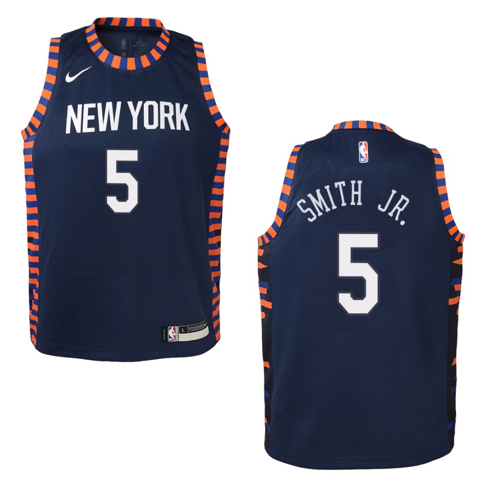 Youth 2019-20 New York Knicks #5 Dennis Smith Jr. City Swingman Basketball Jersey - Navy