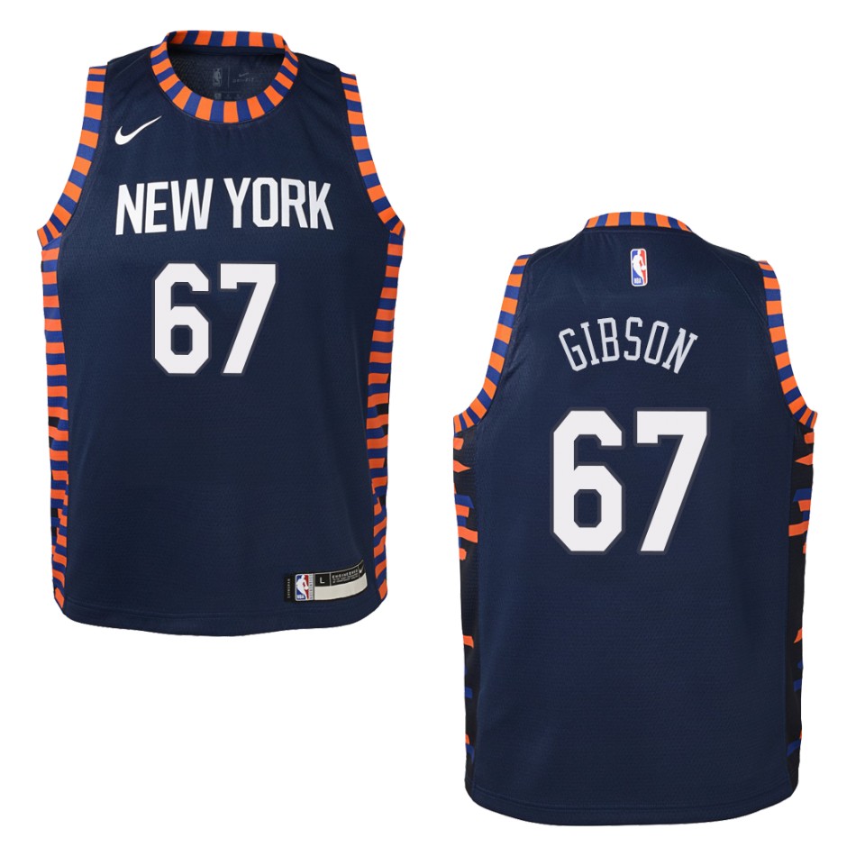 Youth 2019-20 New York Knicks #67 Taj Gibson City Swingman Basketball Jersey - Navy