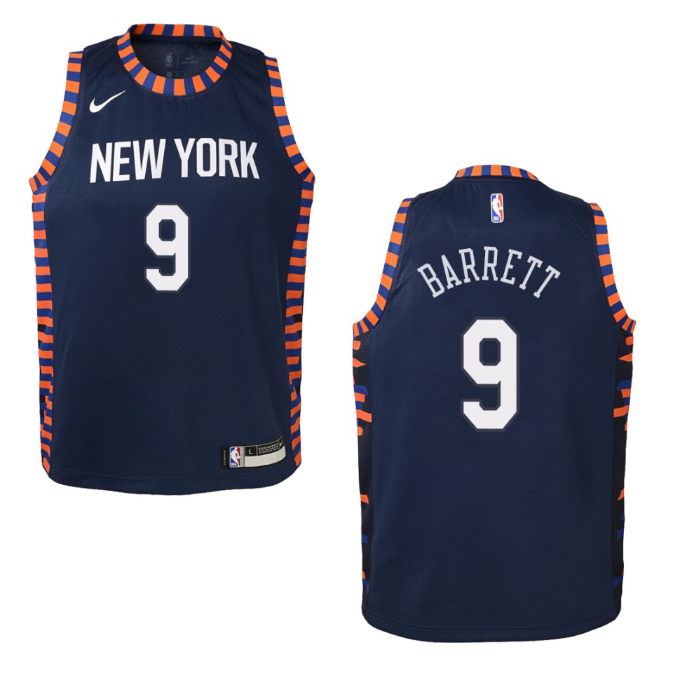 Youth 2019-20 New York Knicks #9 R.j. Barrett City Swingman Basketball Jersey - Navy