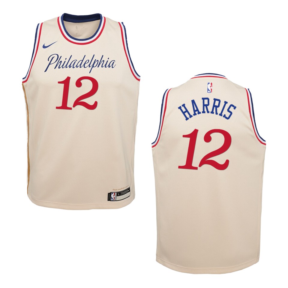 Youth 2019-20 Philadelphia 76ers #12 Tobias Harris City Swingman Basketball Jersey - Cream