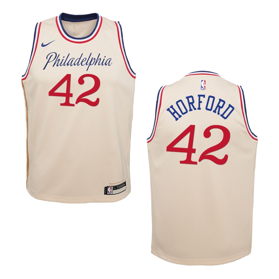 Youth 2019-20 Philadelphia 76ers #42 Al Horford City Swingman Basketball Jersey - Cream