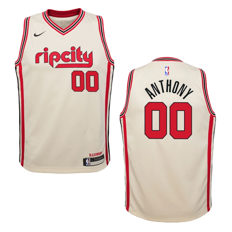 Youth 2019-20 Portland Trail Blazers #00 Carmelo Anthony City Swingman Basketball Jersey - Cream