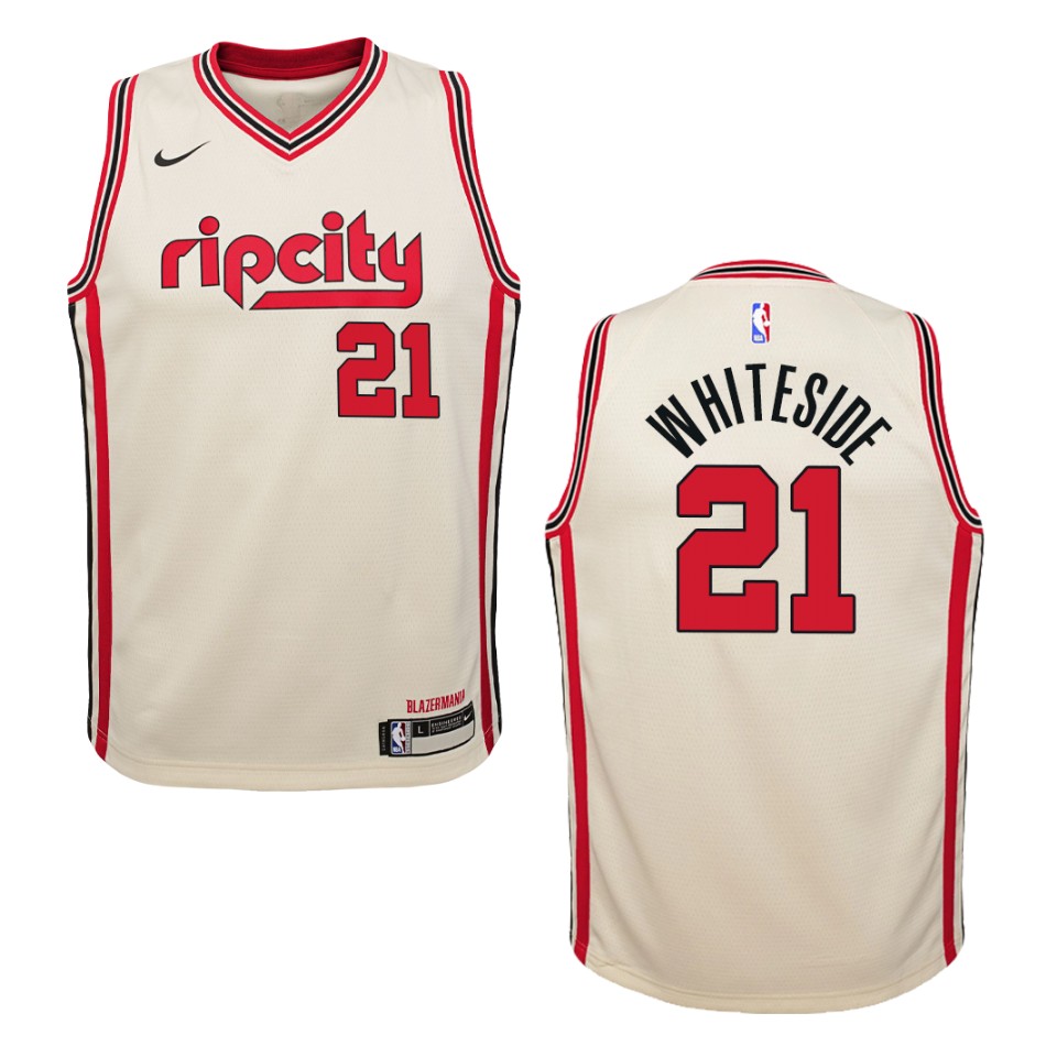 Youth 2019-20 Portland Trail Blazers #21 Hassan Whiteside City Swingman Basketball Jersey - Cream
