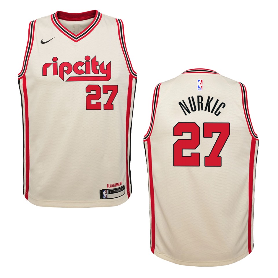 Youth 2019-20 Portland Trail Blazers #27 Jusuf Nurkic City Swingman Basketball Jersey - Cream