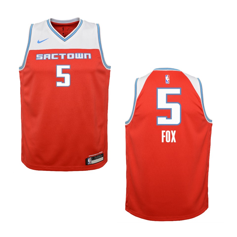 Youth 2019-20 Sacramento Kings #5 Adam Fox City Edition Swingman Basketball Jersey - Red