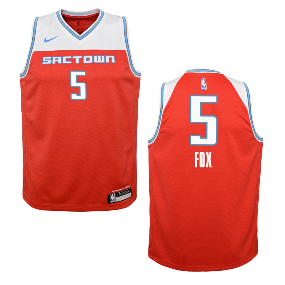 Youth 2019-20 Sacramento Kings #5 De'aaron Fox City Swingman Basketball Jersey - Red