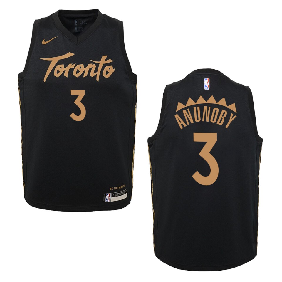 Youth 2019-20 Toronto Raptors #3 Og Anunoby City Swingman Basketball Jersey - Black
