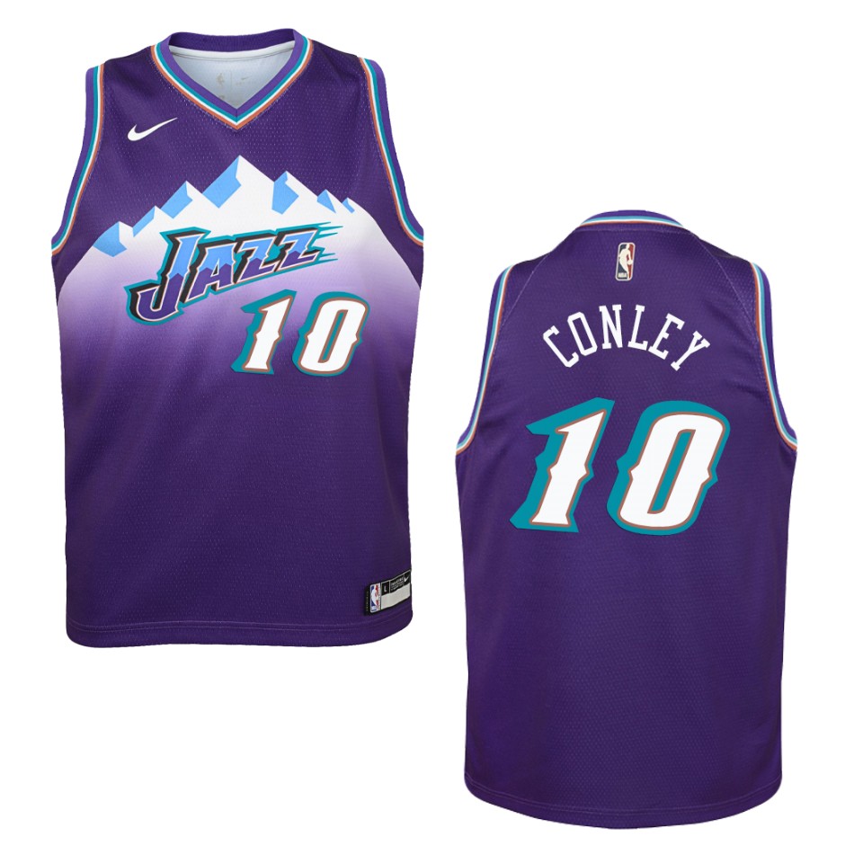 Youth 2019-20 Utah Jazz #10 Mike Conley Hardwood Classics Swingman Basketball Jersey - Purple