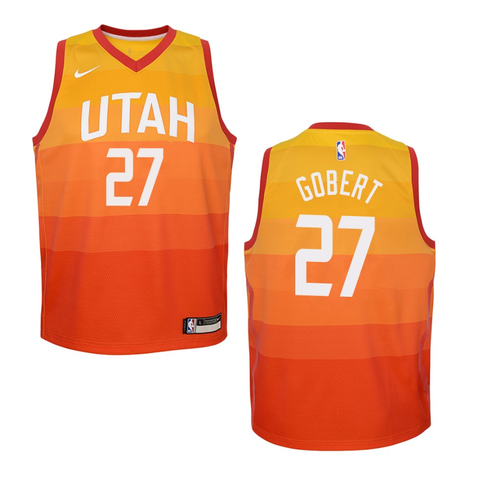 Youth 2019-20 Utah Jazz #27 Rudy Gobert City Swingman Basketball Jersey - Red
