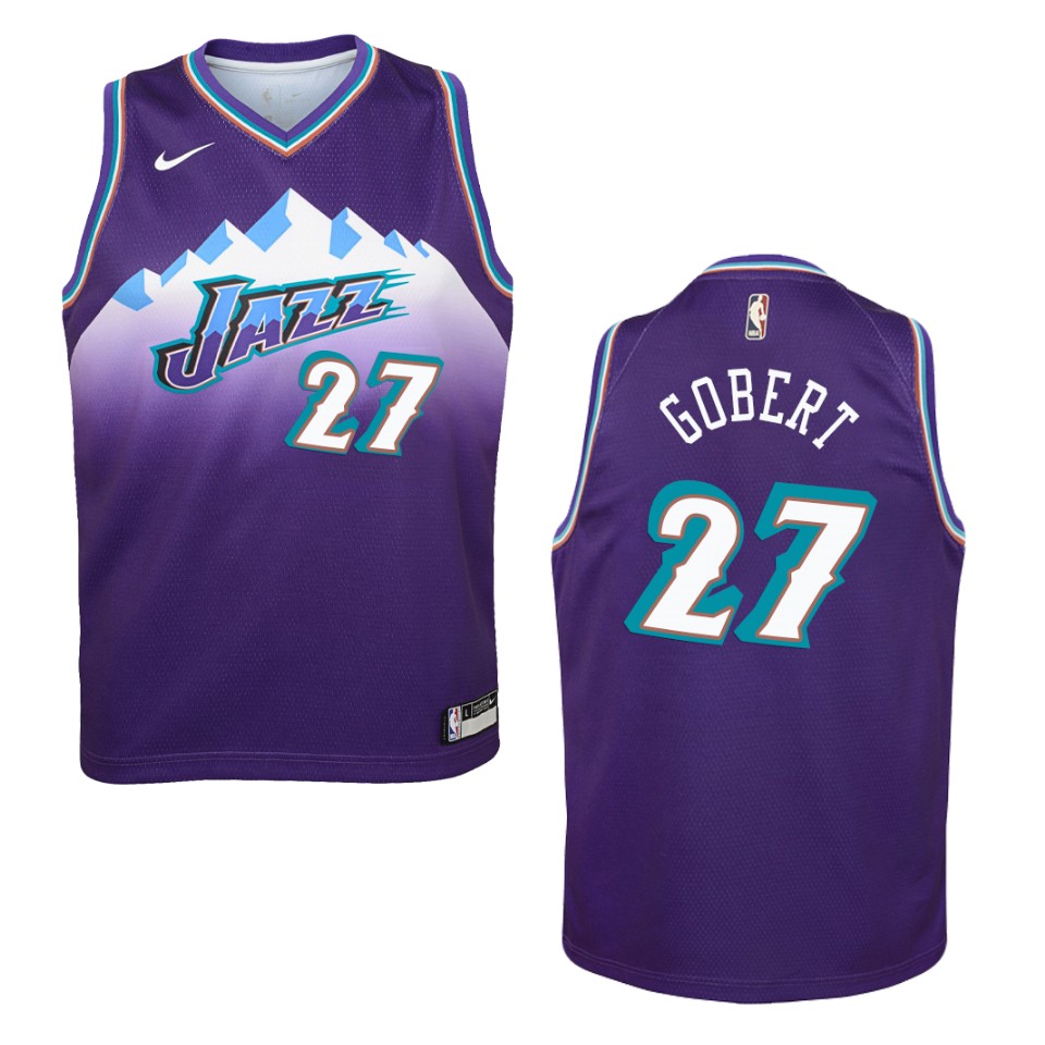 Youth 2019-20 Utah Jazz #27 Rudy Gobert Hardwood Classics Swingman Basketball Jersey - Purple