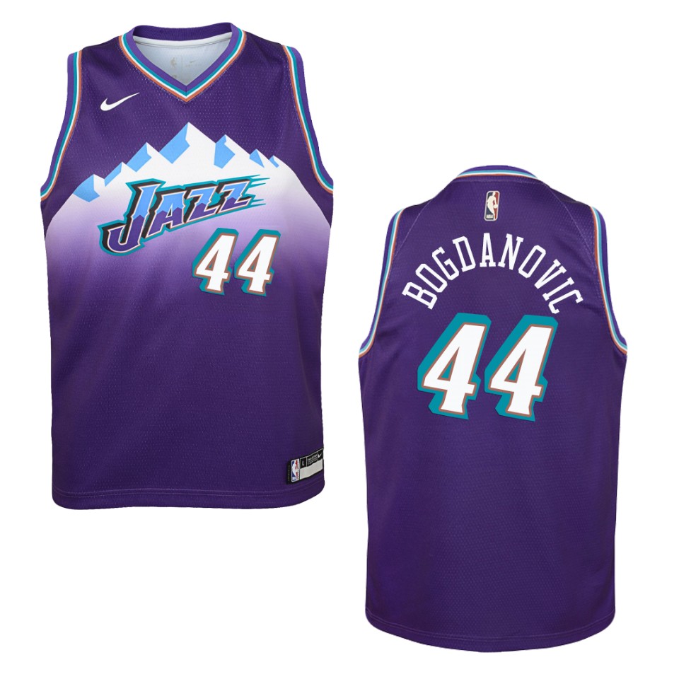 Youth 2019-20 Utah Jazz #44 Bojan Bogdanovic Hardwood Classics Swingman Basketball Jersey - Purple