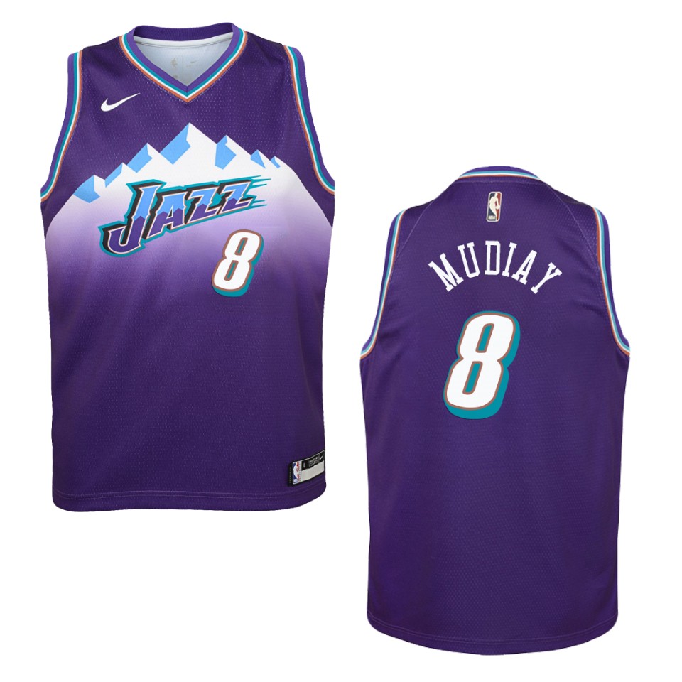 Youth 2019-20 Utah Jazz #8 Emmanuel Mudiay Hardwood Classics Swingman Basketball Jersey - Purple