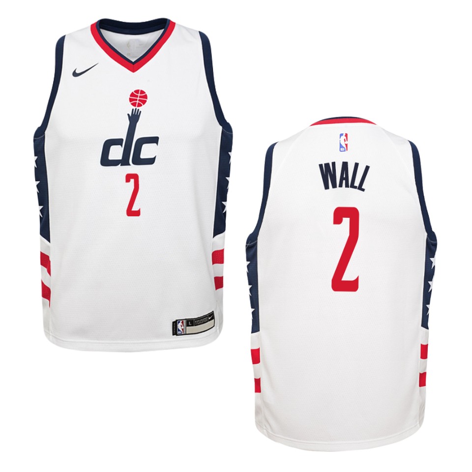 Youth 2019-20 Washington Wizards #2 John Wall City Swingman Basketball Jersey - White