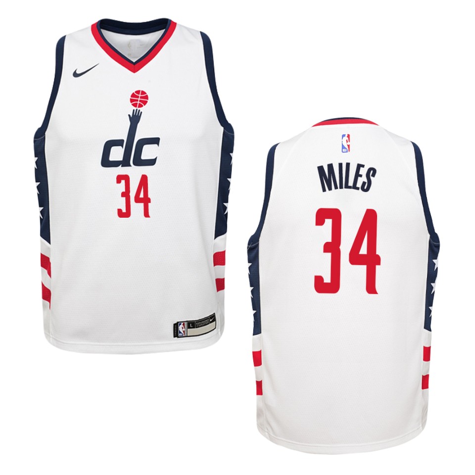 Youth 2019-20 Washington Wizards #34 C.j. Miles City Swingman Basketball Jersey - White